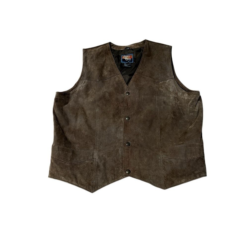 Cripple Creek Men’s 2XL Suede Leather Western Vest – Brown Cowboy Westernwear